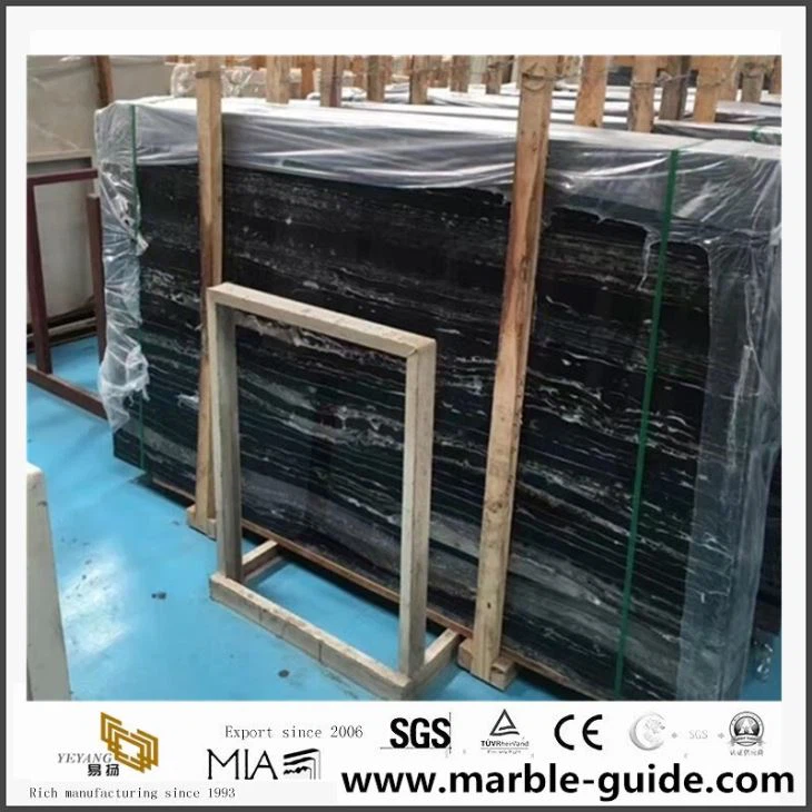 Black Marble With White Lines For Vanity Top/Table, Silver Portoro Marble Slab&Tile