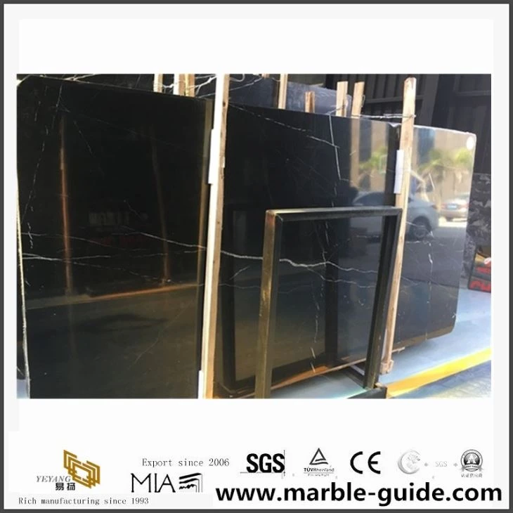 Natural China Marble Nero Marquina Slabs With Black Color Bathroom Tiles