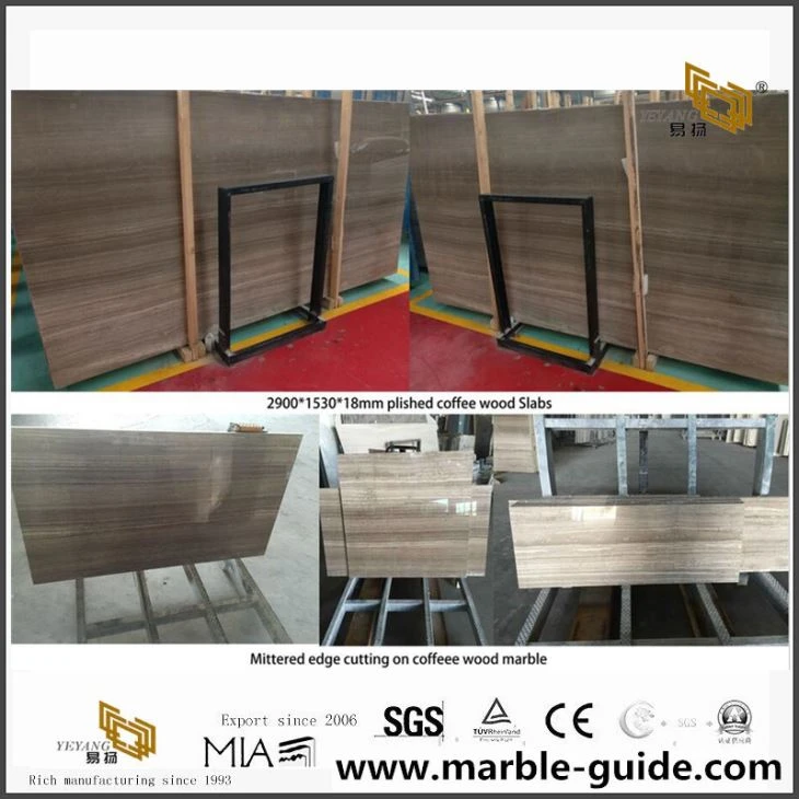 Polished Coffee Wood Marble Slab For Sale