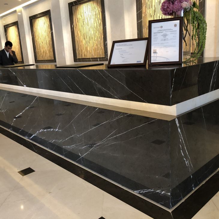Pietra Grey Marble Slabs For Hotel Countertops
