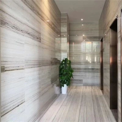 Slab Marmor Crystal Wood Ar gyfer Wal a Lloriau