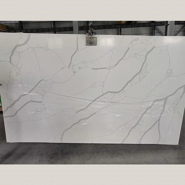 White Quartz Calacatta Stone Slabs Countertop For Kitchen Outlet