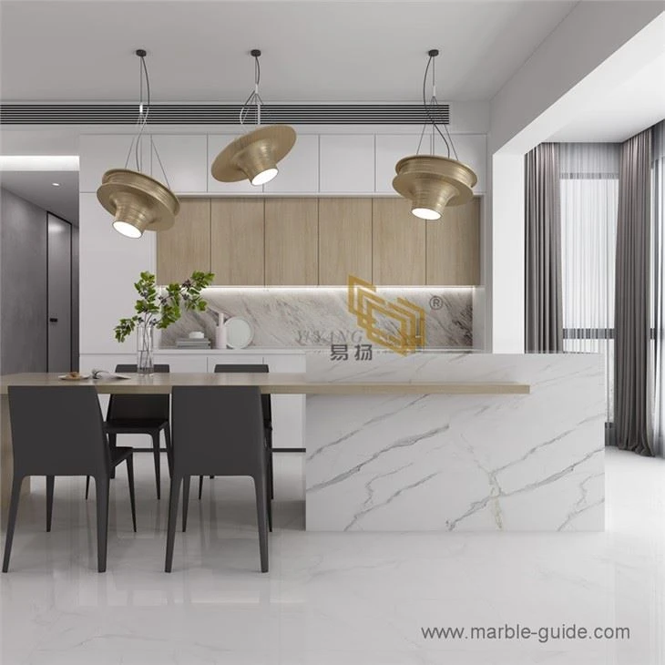 Carrara Marble Look Artificial Sintered Stone Countertop Design
